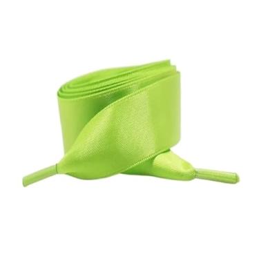 Imagem de Silk Satin Ribbon Shoelaces Width Flat Shoelace Boots Sneakers Colourful Laces For Shoes Accesories (Color : Green, Size : 100cm)