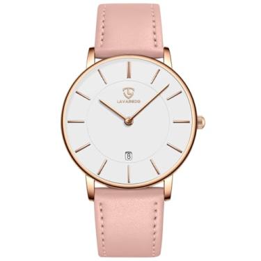Imagem de BEN NEVIS Relógio masculino, relógio de pulso minimalista, moderno, simples, analógico, data, com pulseira de couro, 48 - rosa e branco, relógio feminino