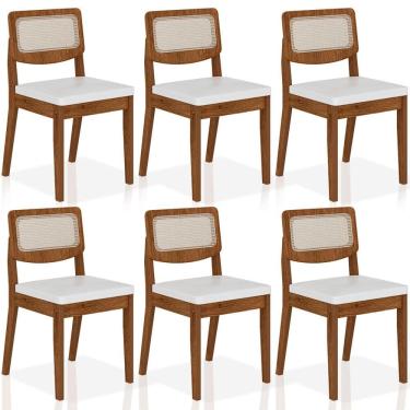 Imagem de Kit 6 Cadeiras Sextavada Bari Freijó/corino Branco - Móveis Arapongas