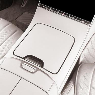 Imagem de Capa de decoração de console central de carro adesivo de couro para painel de câmbio de marchas protetor de moldura guarnição para Mercedes Benz S Class W223 2021-2024 S450L S500 S580 S63 AMG S560