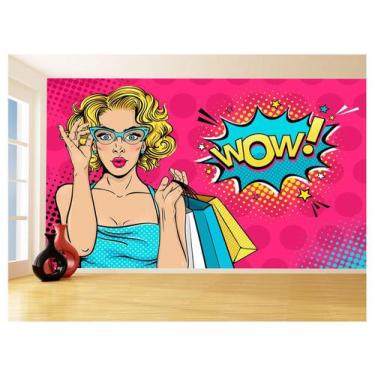 Imagem de Papel De Parede 3D Arte Mulher Pop Art Retrô 3,5M Tra119 - Você Decora