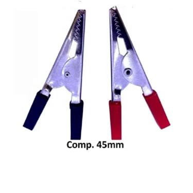 Imagem de Kit 10 Pares Garra Jacaré Isolada 45mm PT/VM - Conector Elétrico