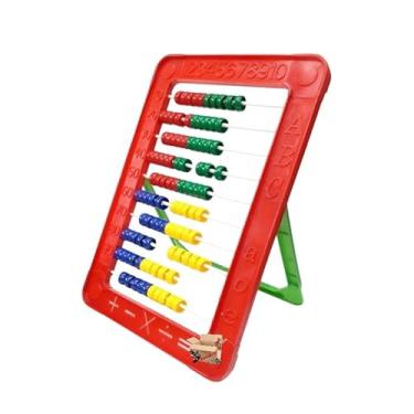 Imagem de Brinquedo Pedagógico Educativo Ábaco Contador Em Plástico Escolar Com 100 Bolinhas Matemática (Vermelho)