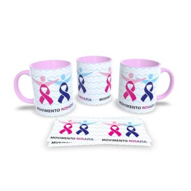 Imagem de Canecas Rosa de Porcelana Personalizadas Outubro Azul - Estampa Sublim