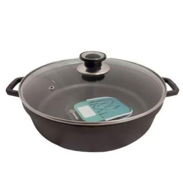 Imagem de Caçarola Risoteira  Ferro Fundido Com Tampa De Vidro 3,9L - Fundição S