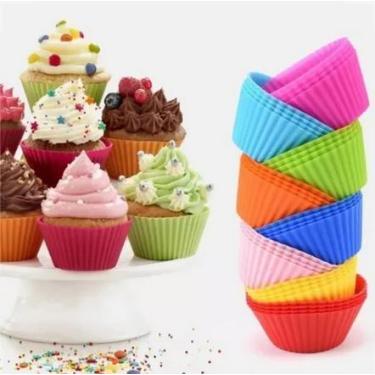 Imagem de Kit 12 Formas Silicone Mini Cupcake Bolo Muffin Assadeira - Home e Mor