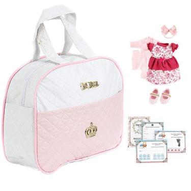 Imagem de Bolsa Maternidade c Roupa Rosa Personalizada 19 Acessórios - Love