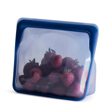 Imagem de Stasher Bolsa de silicone premium reutilizável para armazenamento de alimentos, micro-ondas, Sous Vide, lavável na máquina de lavar louça, forno e freezer, livre de BPA, sem vazamento, ecológico,