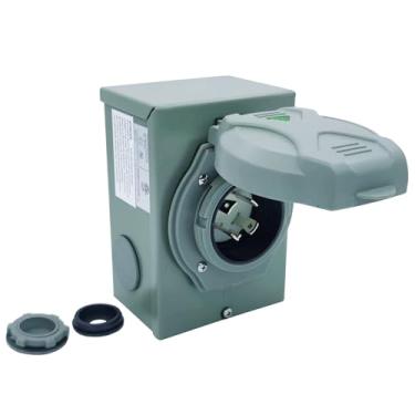 Imagem de Generator Power Inlet Box, 4 Prong L14-30P Indoor/Outdoor Waterproof Generator Inlet Box PB30 (80601-GYBX) NEMA 3R Plug, 125/250 Volts, Up to 7,500 Watts, ETL Listed