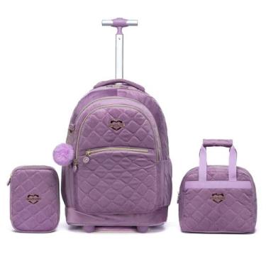 Imagem de Kit Mochila Juvenil Escolar Mala Viagem Espaçosa Grande - Madami