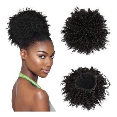 Imagem de Aplique Coque Orgânico Cacheado Afro Puff - Dinka, Preto