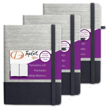 Imagem de Kit 3x Caderneta Elegance 14X21cm 96 Fls Pautadas Preto - TopGet