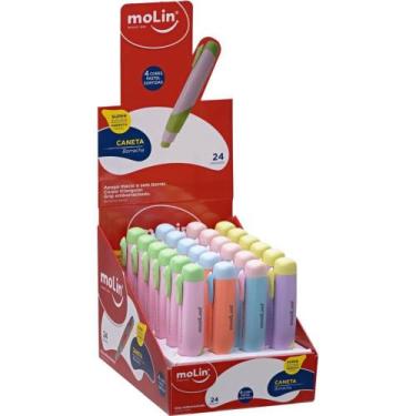 Imagem de Borracha Caneta Molin TONS Pastel - Display com 24 Unidades
