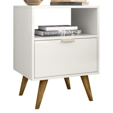 Imagem de Mesa De Cabeceira Com 1 Gaveta 14050 Off White Cristal Dmad - Demadero