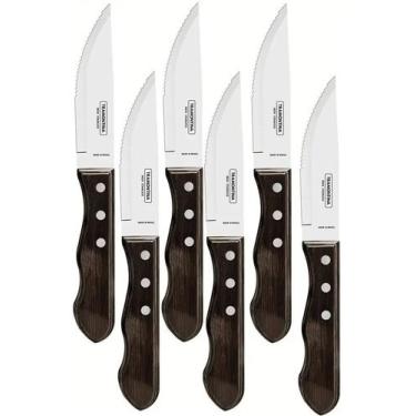 Imagem de Conjunto 6 Facas Churrasco Jumbo 5"Cabo Madeira Polywood Castanho 2111