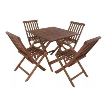 Imagem de Conjunto Mesa 70 com 4 Cadeiras Roma furo para Ombrelone - ALF MÓVEIS