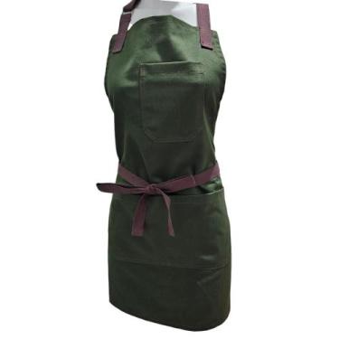 Imagem de Avental Marrom 100% Algodão Barista Chef Cafeteria Bar - JMS Avental, 