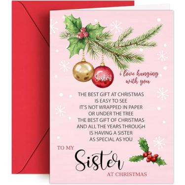 Imagem de Cartão de Natal HiFuler Sister - Cartões de Natal engraçados de 12,7 x 17,8 cm com envelopes, cartão de Natal para irmã, cartão de Natal para irmã, ideias exclusivas de presentes de Natal para irmãs,