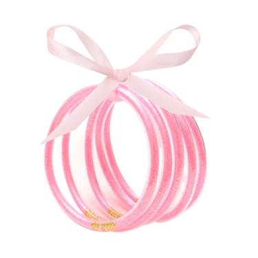 Imagem de Long tiantian Pulseiras femininas de silicone macio com glitter e geleia elástica para mulheres, Adjustable, Liga metálica, Sem Pedra Preciosa