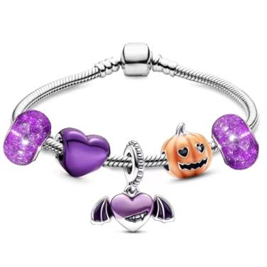 Imagem de Pulseira com berloque Halloween com 5 berloques 17cm - Infantil e Adulta - Lindo Presente menina adolescente