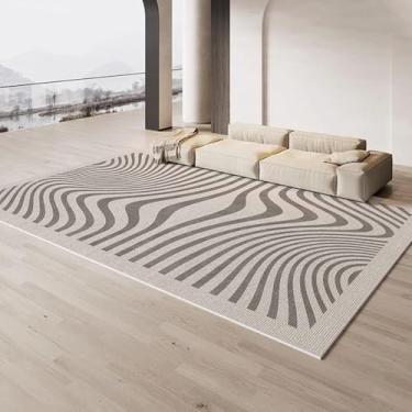 Imagem de Listrado Creme Carpete Bege Marrom Decoração de Sala de Estar Tapetes Luxo Minimalista Tapetes Fácil de Limpar Conforto Tapetes de Quarto, YHT142, G, 200X250CM