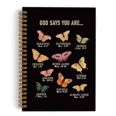 Imagem de QLMX God Says You Are Beautiful Spiral Notebook, Black Butterfly Christian Journal Notebook, Moody Bible Notebooks for School, Versículo da Bíblia Inspirador Material de Escritório Presentes para