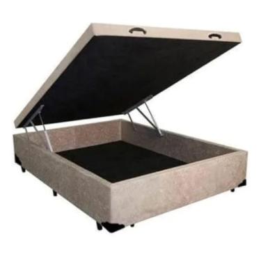 Imagem de Cama Box Baú Casal Padrão 48cm de altura - Estrutura Reforçada, Suporta 150kg por Pessoa (Bege)
