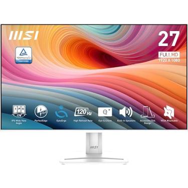 Imagem de MSI PRO MP275W E2 68.6 cm IPS 1920 x 1080 (FHD) monitor de escritório para jogos, 120Hz, sincronização livre, HDMI, DisplayPort, porta VGA, montagem VESA, inclinação, alto-falante, bisel fino de 4