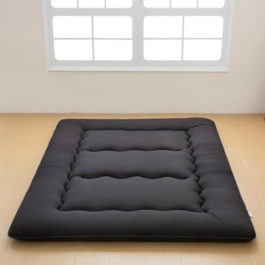 Imagem de INFINICE Colchão de chão japonês, colchão futon com bolsa de armazenamento portátil, colchão de enrolar colchão grosso de tatame adequado para acampamento, quarto de hóspedes, preto, queen