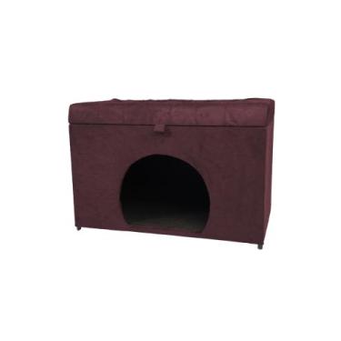 Imagem de Puff baú pet casa p/ cachorros e gatos em suede - rose escuro - NEGROM