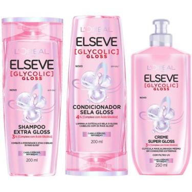 Imagem de Kit Elseve Glycolic Gloss Shampoo 200ml  Condicionador 200ml  Creme de