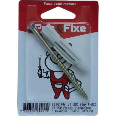 Imagem de Cartela Bucha Fixacao 10 Com Anel+Parafuso 6 X 90 Peg&Fixe Kit 2 Pecas