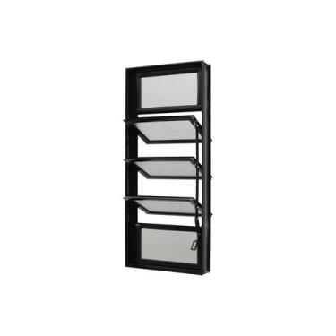 Imagem de Janela Basculante em Alumínio Preto Caribe Max 100x40x6cm 5 folhas Jap