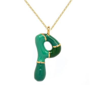 Imagem de Colar com letras de bolhas para mulheres, pingente de letra inicial de balão delicado 26 A-Z alfabeto colorido, moderno, joias de amizade, presentes para namoradas adolescentes, Adjustable, Latão, Sem