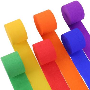 Imagem de Serpentinas de Papel Crepom Suaxova - 6 Rolos Rainbow (150m)