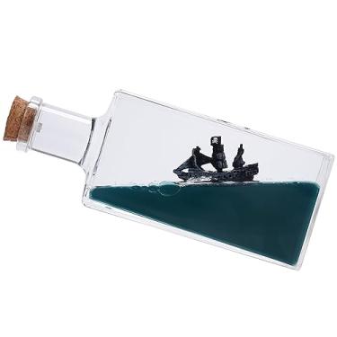 Imagem de XEXBMNA Inafundável Pérola Negra Pirata Wavey Barco Modelo Mesa Acrílico Peso Papel Líquido Ondulado Decorações para Carro Cruzeiro Navio em uma Garrafa Caixa Brinquedos (B-Grande)