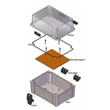 Imagem de Caixa Montagem Pvc 250mmx160mmx120mm Com Fecho E Dobradiça - Tampa Opa