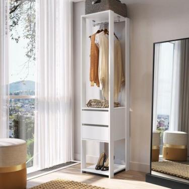 Imagem de Guarda Roupa Closet Simples 2 Gavetas Cabideiro 40cm Branco - Prodecor