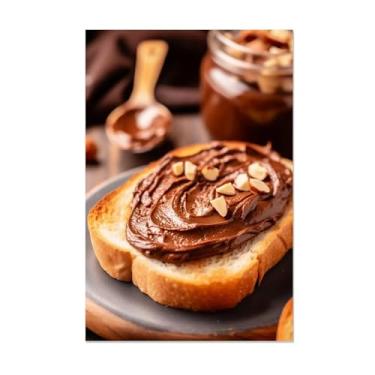 Imagem de Tela de cozinha arte de parede pão chocolate espalhar comida impressão em tela imagem de comida arte moderna decoração de sala de estar 20x30 cm (20.3x30.5 cm) sem moldura