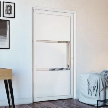 Imagem de Porta de Aço Pivotante 219x108cm com Duas Fechaduras Ideal Crv Esquadrias Branco