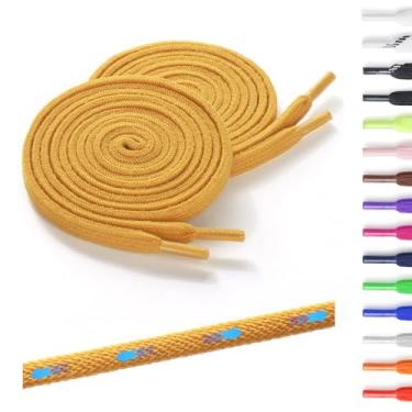 Imagem de Neo-wows 2 pares de cadarços elásticos sem amarração para tênis, duráveis, cadarços para sapatos de cano alto e botas, crianças e adultos, Amarelo, 63"(160cm)