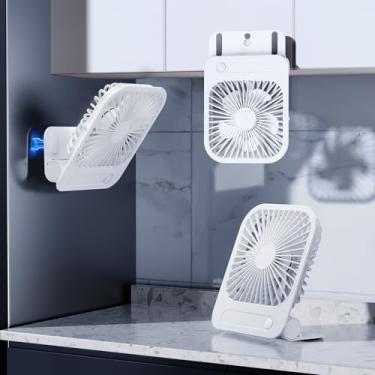 Imagem de Ventilador de parede magnético ultrafino para mesa, ventilador portátil USB-C de 1200 mAh recarregável com base magnética forte, 4 velocidades de vento ajustáveis, ideal para cozinha, academia