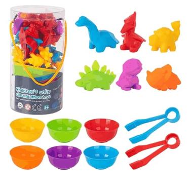 Imagem de Brinquedo Montessori Educativo Animais De Silicone Classificação Das Cores | Montessori Conjunto De Contagem Animal Brinquedo Colorido Educacional Criativo (Dinossauros)