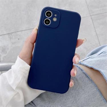 Imagem de Capa de silicone líquido para celular Xiaomi Redmi Note 12 12S 7 8 8T 9 9S 9T 10 10S 10T Pro Max, capa macia e fina em cores doces, azul-marinho, para Redmi Note 12 Pro 4G