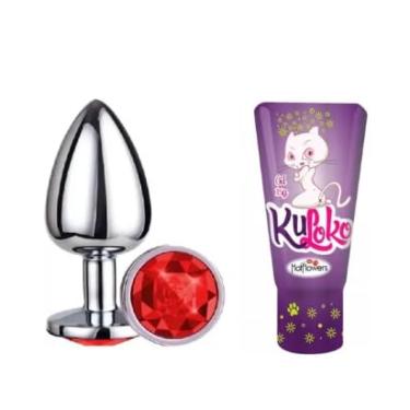 Imagem de Plug Anal Joia Aço Inoxidavel Tam P Redondo + Kuloko Gel HotFlowers