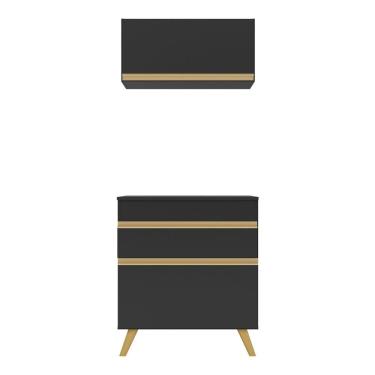 Imagem de Conjunto Lavanderia Multiuso Armário E Balcão Multimóveis Preto