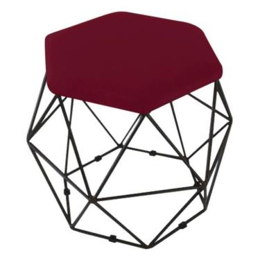 Imagem de Puff Decorativo Aramado Onix Base Preta Suede Marsala