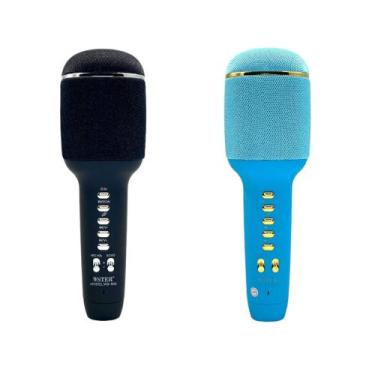 Imagem de Kit 2 Caixa de Som e Microfone Sem Fio Karaokê Repórter Youtuber WS-90
