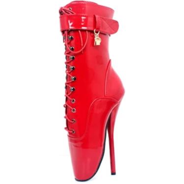 Imagem de Couro Feminino 18 Centímetros Kle Botas Saltos Finos Dedo Do Pé Pontudo Zíper Com Bloqueio De Desgaste Botas, B, 43 EU