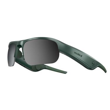 Imagem de VOCALSKULL Óculos de sol esportivos de condução óssea com Bluetooth para corrida e ciclismo, Armação verde militar, 176*92*73 mm